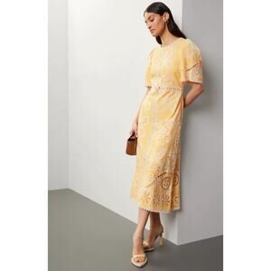 Sea New York  Liat Embroidery Yellow Dress - Size 8